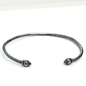 STERLING SILVER CUFF Bracelet Engraved Floral Open Bangle Artisan Torque AJ 925